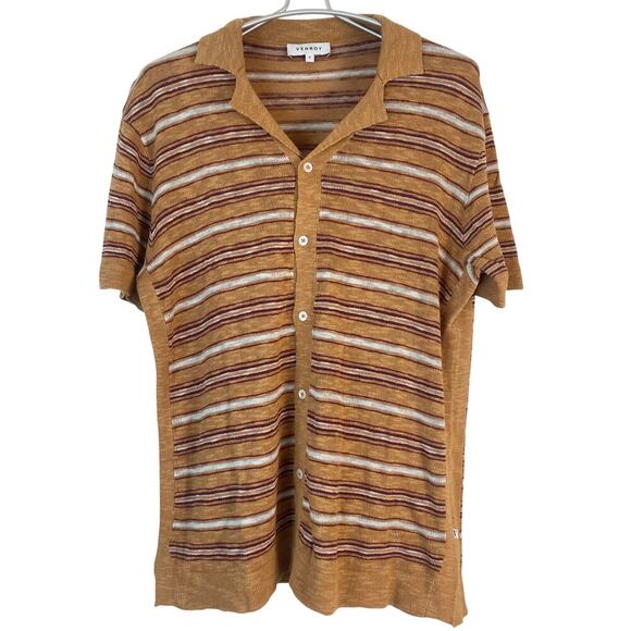 Venroy Linen Short Sleeve Collar Shirt in Orange SIZE Small - Picture 1 of 5